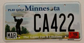 Minnesota License Plate Play Golf Optional Issue