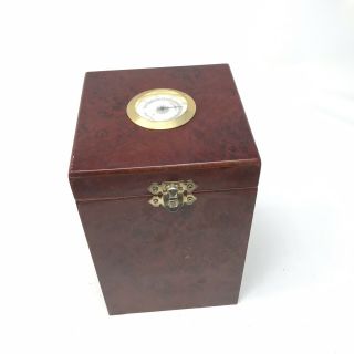 Wooden Cigar Box Humidor W/ Hygrometer 7”x 4.  5”