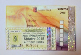 Bus Season Ticket From Tirane,  Albania.