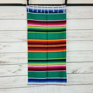 Mexican Falsa Blanket Small Boys Sarape Table Runner Green/multicolor 40 " X 19 "