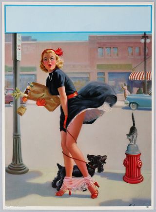 Vintage Art Frahm 1954 Pin - Up Poster Cheesecake Embarrassment Hold Everything
