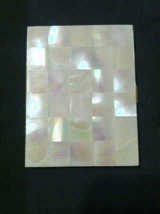 Vintage Mother Of Pearl Gold Tone Cigarette Case Styled By Schick Mfg.  Co Ny