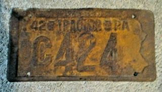 1943 Pennsylvania Tractor License Plates C424 Wwii
