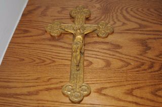 IHS CRUCIFIX JESUS ON CROSS PAINTED SOLID BRASS CHRISTIANITY SPIRITUALITY RELIG 3