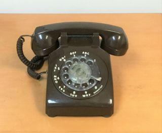 Vintage Itt Rotary Dial Bell Telephone Brown Old Retro Desk Phone Model 500