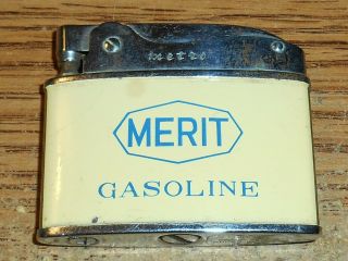 Vintage Merit Gasoline Flat Advertising Lighter/rare