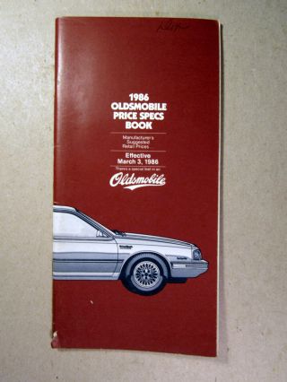 1986 Oldsmobile Msrp Book Salesmens Car Dealership Cutlass Cruiser Hatchback Old