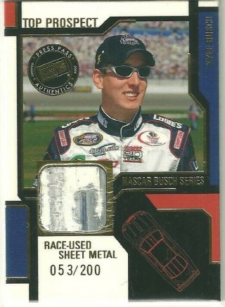 2004 Press Pass Top Prospect Race Sheet Metal Card Of Kyle Busch 053/200