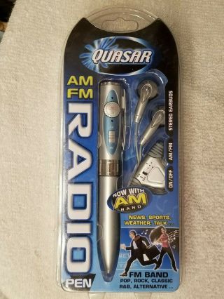 Vintage Nos Am/fm Radio Pen With Headphones Quasar Model (qp - 6)