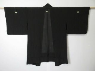 0704s03z260 Vintage Japanese Kimono Silk Summer Haori Black Dragon Fly