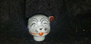 Vintage Ceramic Bonzo Porcelain Dog Decanter Teapot Bottle Stopper Topper Japan