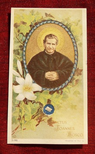 Saint John Bosco (don Bosco) Holy Relic Card With Relic & Seal (vintage)