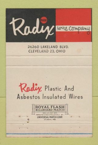 Matchbook Cover - Radix Wire Company Cleveland Oh Wear 40 Strike