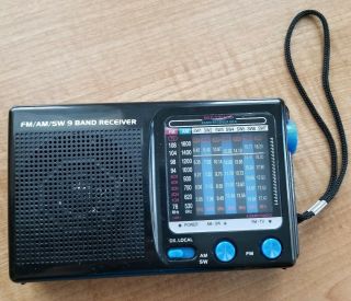 Vintage 9 Band Fm/am/sw World Receiver Handheld Radio Black.