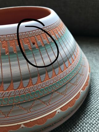Signed Ernest Watchman Navajo Native American Indian Carved Art Pottery Vase SJS 5