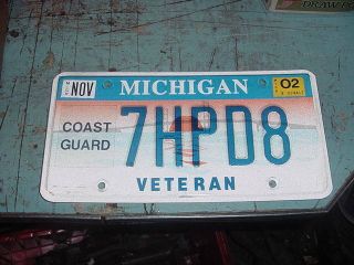 Michigan Veteran License Plate Coast Guard 7hpd8