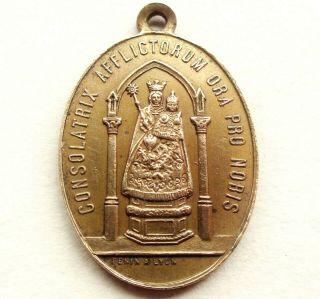 OUR LADY TO THE AFFLICTED RARE ANTIQUE MEDAL PENDANT signed PENIN 2