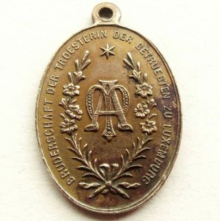 OUR LADY TO THE AFFLICTED RARE ANTIQUE MEDAL PENDANT signed PENIN 3