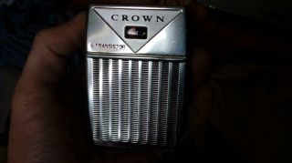 Vintage Crown 6 Transistor Radio,  Made In Japan,  Model Tr - 650,  With Case,  For Re
