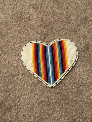 Native American Indian (Crow) Hand Beaded Heart Shaped Barrette 3