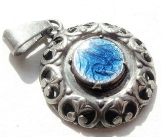 Sublime Antique Pendant With Blue Enamel Medal To Our Lady Of Lourdes