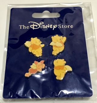 Japan Disney Store Pin 3101 Jds Christmas Mini Pin Set Angels Pooh & Piglet