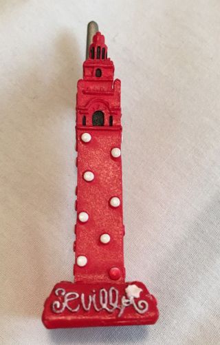 Sevilla Spain Souvenir Small Giralda Tower With Clip To Hold Postcard Or Paper