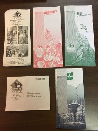 Log Of 5 Vintage 1993 Chimney Rock Nc Brochures,  Trail Map & Last Of Mohicans