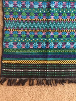Vintage Handmade Woven Guatemalan Blanket / Rug Colorful From Guatelmala 35 " X38 "