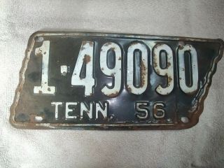 1956 Tennessee State Shape License Plate 1 - 49090 Davidson County