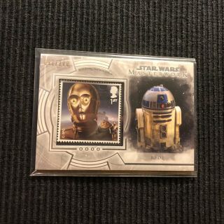 2018 Topps Star Wars Masterwork R2 - D2 C - 3po Authentic Postage Stamp 91/200