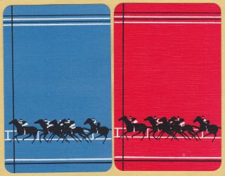 2 Single Vintage Swap/playing Cards Horse Jockeys Racing Horses Silhouette