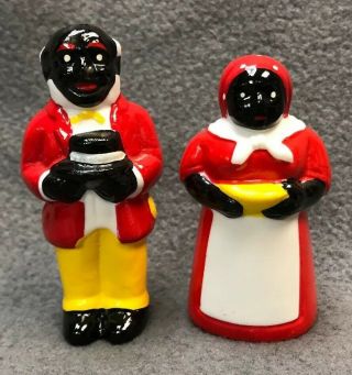 3.  5 " Vintage Black Mammy And Poppy Salt & Pepper Shakers Made In Taiwan
