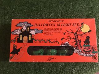Vintage Set Of Ten Halloween Blow Mold Frankenstein Novelty Lights
