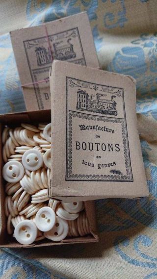 2 Gorgeous Boxes Antique French Buttons C1890