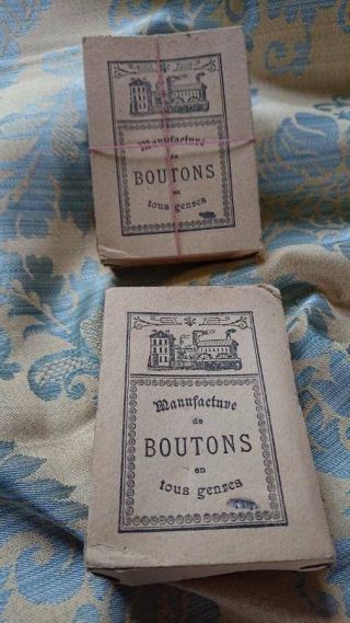 2 GORGEOUS BOXES ANTIQUE FRENCH BUTTONS c1890 2