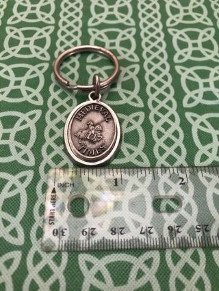 Medieval Times Jousting Knight Signed Fort Pewter Top Keychain