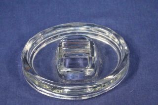 Vintage Mid - Century Clear Heavy Glass Cigar Cigarette Ashtray W/ Rests