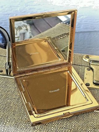 Vintage WADSWORTH Gold Tone Compact OHIO State Map Makeup Powder Case 4