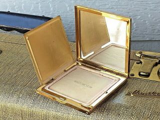 Vintage WADSWORTH Gold Tone Compact OHIO State Map Makeup Powder Case 5