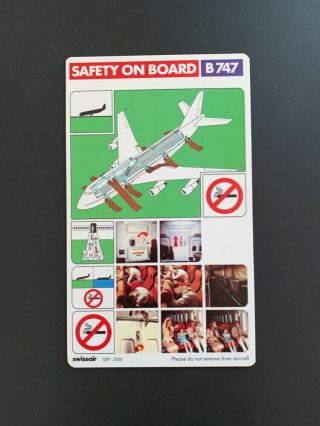 Safety Card Swissair Boeing 747