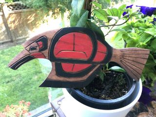 Northwest Coast Native Art Flying Raven Plaque Carving