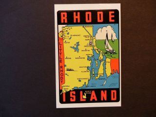 Vintage Rhode Island " Little Rhody " Travel Decal With Envelope
