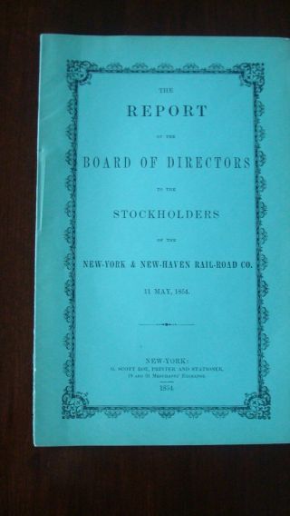 1854 York & Haven Railroad Company Annual Report