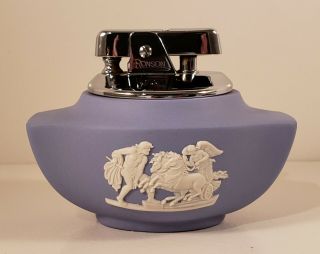Rare Ronson Wedgwood " Ulysses " Table Lighter In Blue Jasper Made In England