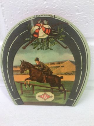 Czechoslovakia Equestrian Horseshoe Vintage Paper Needle Complete Set Superior