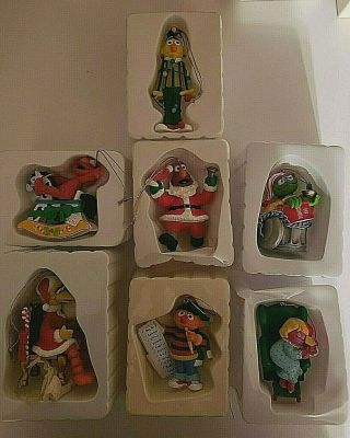 Sesame Street Holiday Ornament 7 Piece Set (1992 - 1993) Jim Henson Productions
