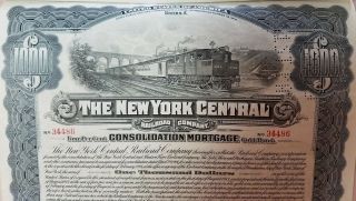 $1000 York Central Railroad Company 4 Consolidated Mortgage Gold Bond