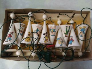 Vintage Disney Mickey Donald Christmas Tree 10 Light String Set (goofy Repaired)