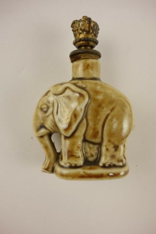Vintage Crown Top Germany Elephant Bisque Porcelain Miniature Perfume Bottle